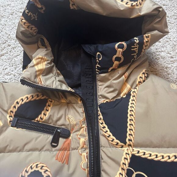 Goldbergh Precious Print Down Ski Jacket Gold Chain Design US 8 - Picture 6 of 12